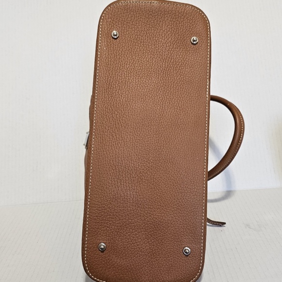 Dooney & Bourke Pebble Grain Leather Domed Satchel Tan Caramel Purse Handbag - Picture 16 of 16